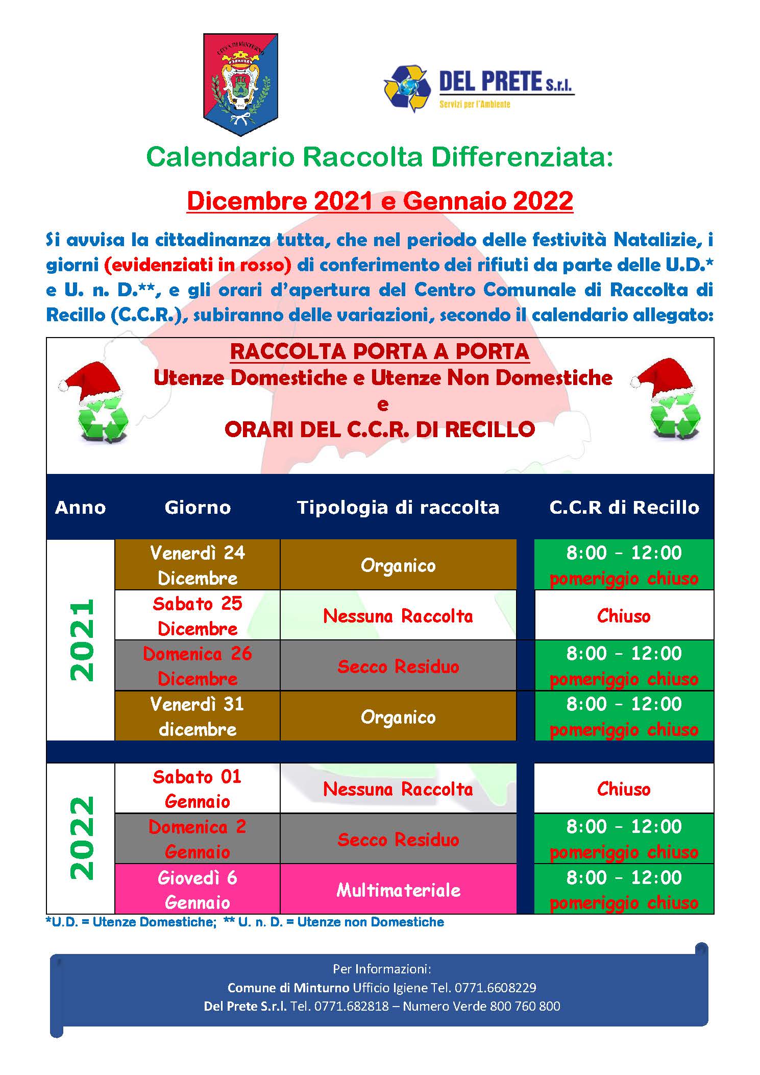 Calendario RD feste Minturno