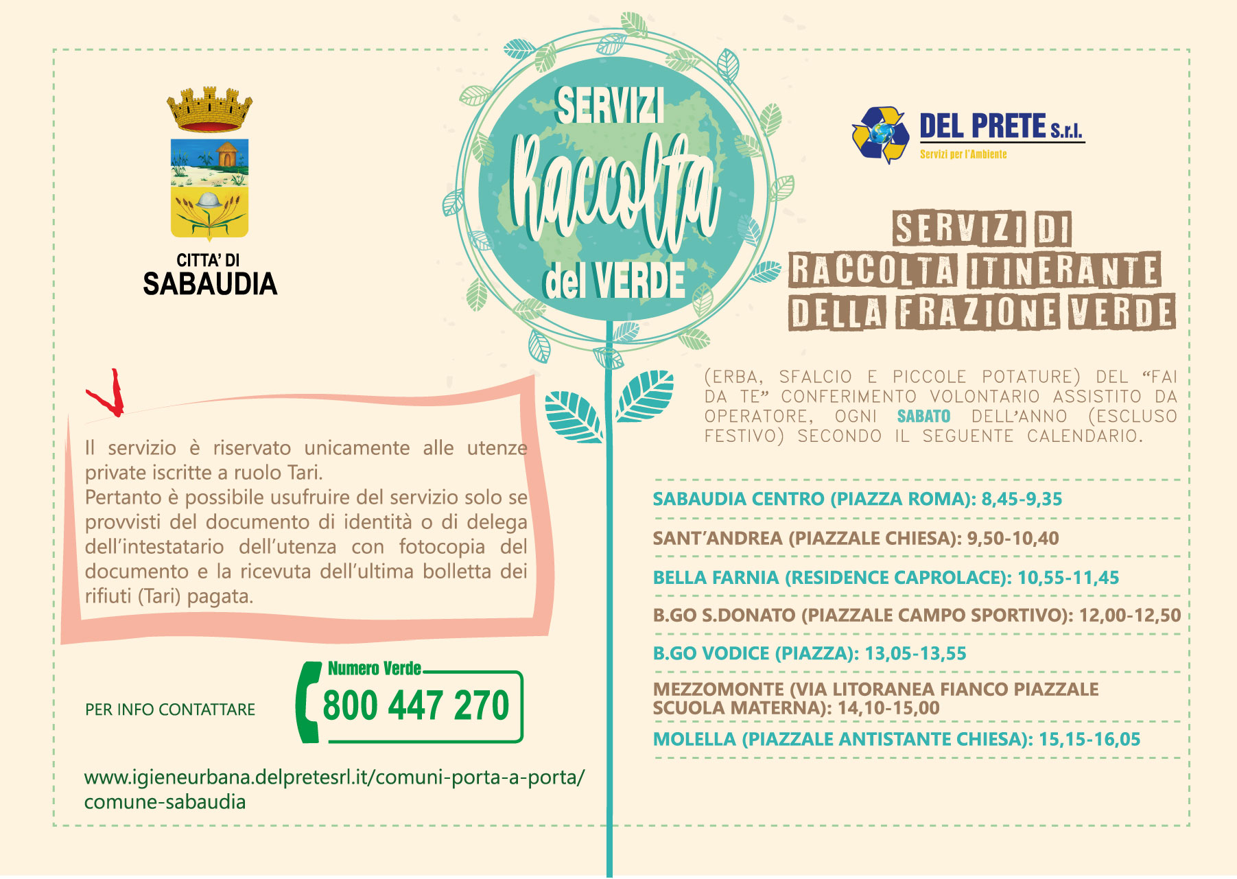 CALENDARIO ISOLA ECOLOGICA MOBILE FEB MAR APR MAG GIU 2021 SABAUDIA Avvertenze